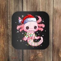 Christmas Axolotl Santa Hat Lights Japanese Cute Anime Xmas Coaster thumb 0