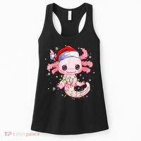 Christmas Axolotl Santa Hat Lights Japanese Cute Anime Xmas Women's Tank Top thumb 0