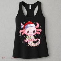 Christmas Axolotl Santa Hat Lights Japanese Cute Anime Xmas Women's Tank Top thumb 3