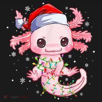 Christmas Axolotl Santa Hat Lights Japanese Cute Anime Xmas Women's Tank Top thumb 5