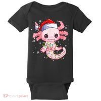 Christmas Axolotl Santa Hat Lights Japanese Cute Anime Xmas Baby Bodysuit thumb 0