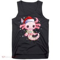 Christmas Axolotl Santa Hat Lights Japanese Cute Anime Xmas Tank Top thumb 0