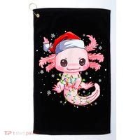 Christmas Axolotl Santa Hat Lights Japanese Cute Anime Xmas Golf Towel thumb 0