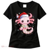 Christmas Axolotl Santa Hat Lights Japanese Cute Anime Xmas Women's T-Shirt thumb 0