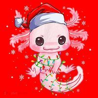 Christmas Axolotl Santa Hat Lights Japanese Cute Anime Xmas Santa Hat thumb 1
