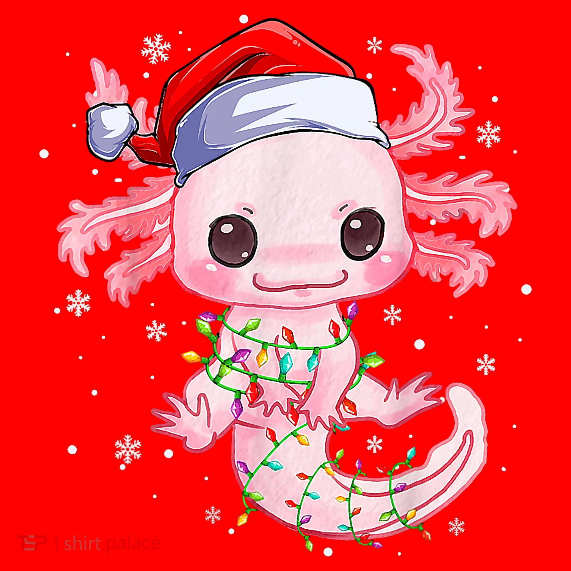 Christmas Axolotl Santa Hat Lights Japanese Cute Anime Xmas Santa Hat