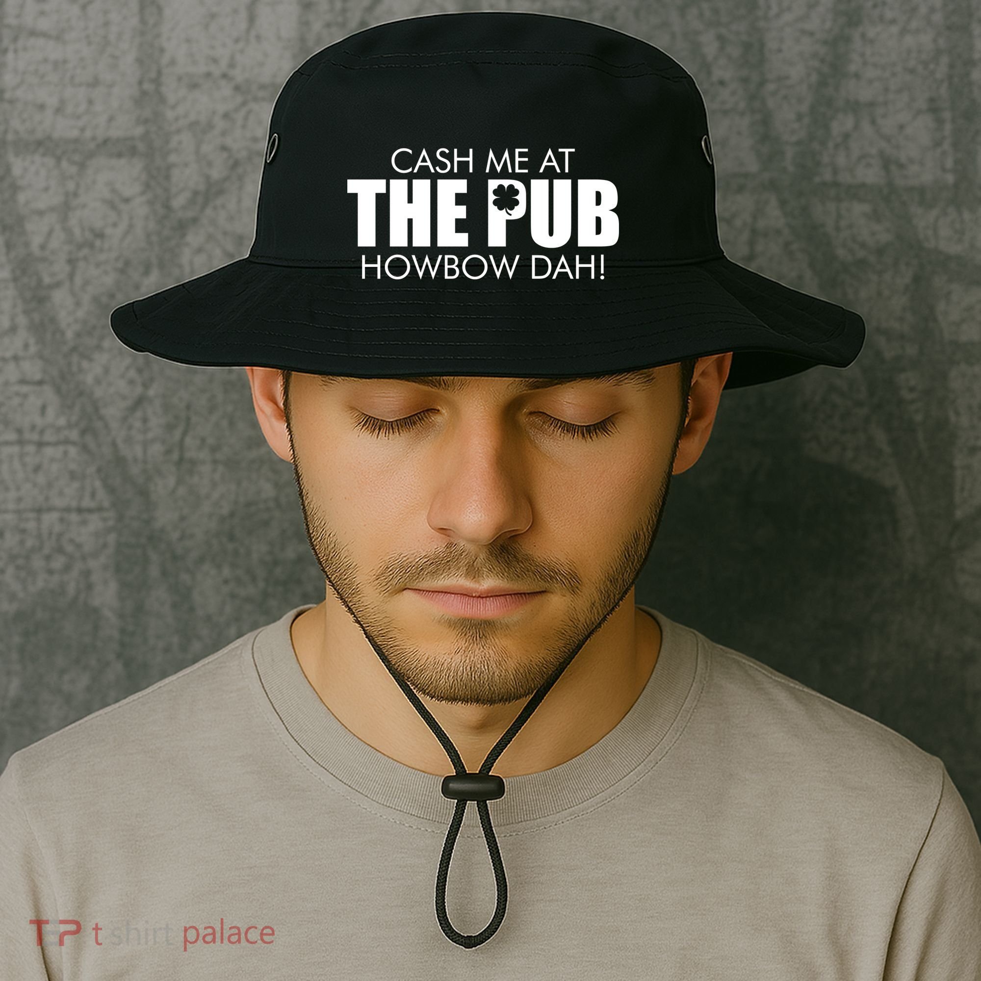 Cash Me At The Pub Howbow Dah! Irish St. Patrick's Day Clover Bucket Hat