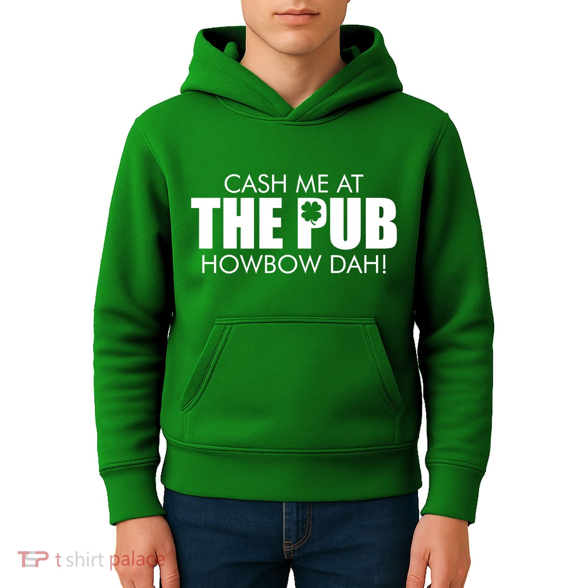 Cash Me At The Pub Howbow Dah! Irish St. Patrick's Day Clover Kids Hoodie