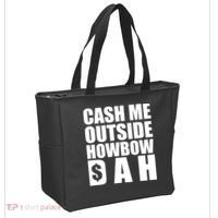 Cash Me Outside Howbow DAH Block Letters Meme Quote Tote Bag thumb 2