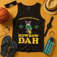 Cash Me Some Beads Howbow Dah Mardi Gras Tank Top thumb 4