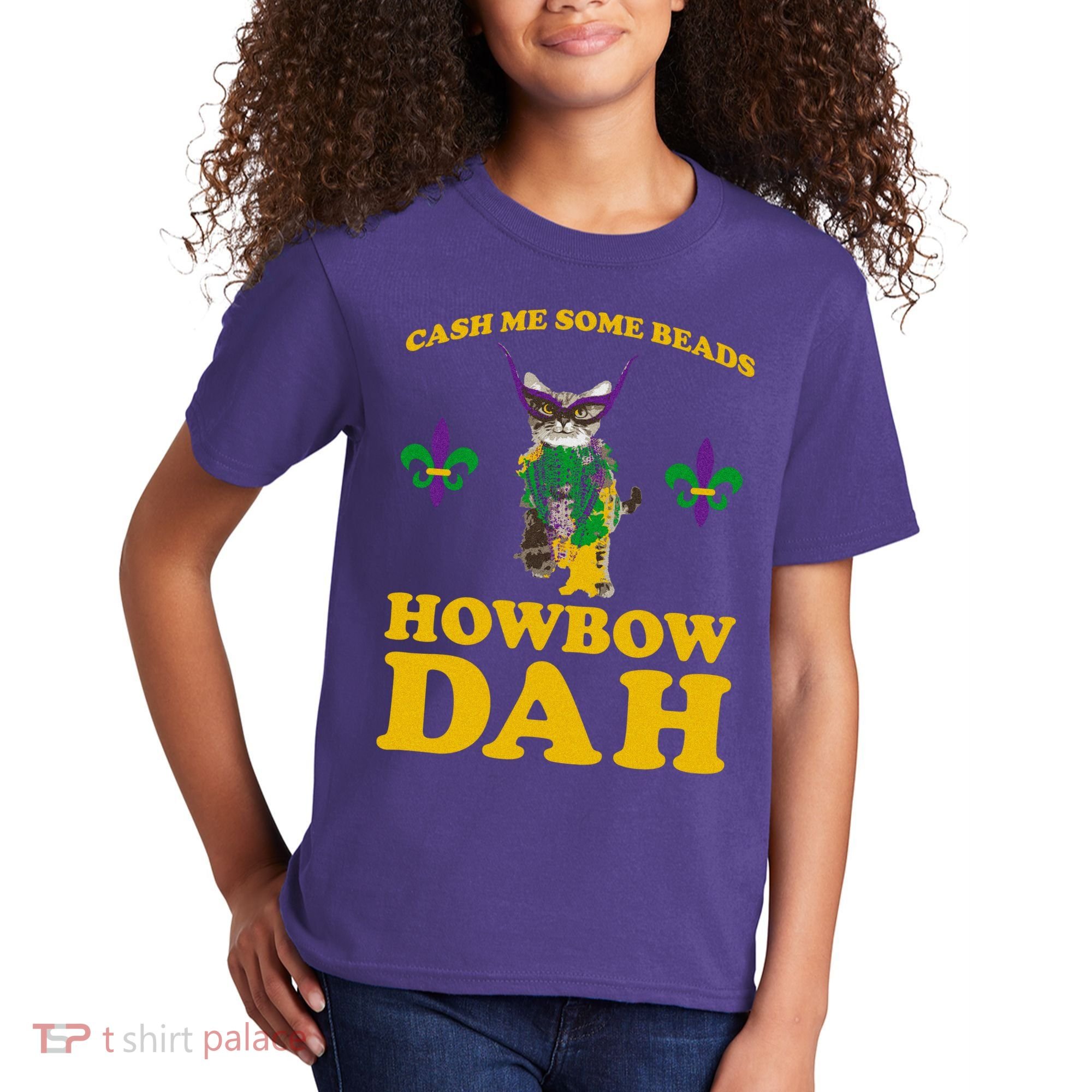 Cash Me Some Beads Howbow Dah Mardi Gras Kids T-Shirt