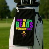 Cash Me Some Beads Howbow Dah! Mardi Gras New Orleans Golf Towel thumb 2