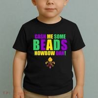 Cash Me Some Beads Howbow Dah! Mardi Gras New Orleans Toddler T-Shirt thumb 2