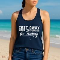 Cast Away Your Troubles Go Fishing Women's Tank Top thumb 2