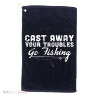 Cast Away Your Troubles Go Fishing Golf Towel thumb 0