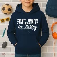 Cast Away Your Troubles Go Fishing Kids Hoodie thumb 2