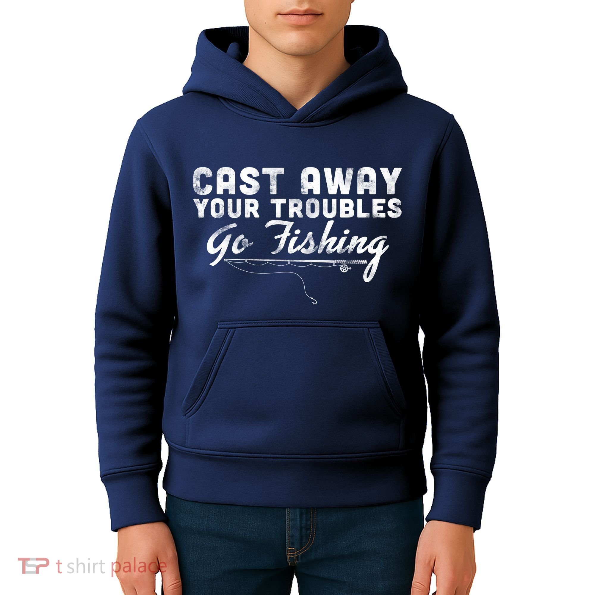 Cast Away Your Troubles Go Fishing Kids Hoodie