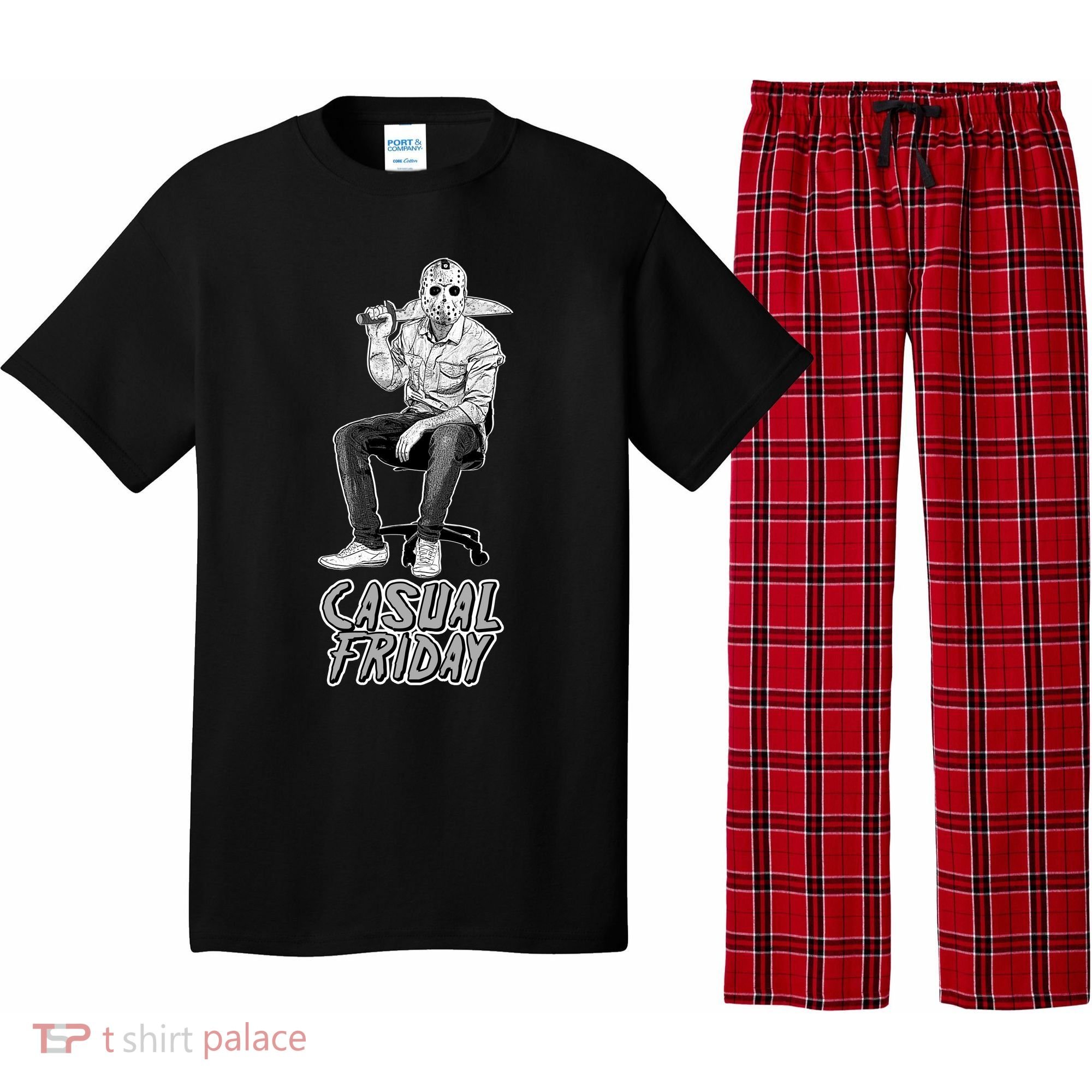 Casual Friday Scary Halloween Horror Movie Pajama Set