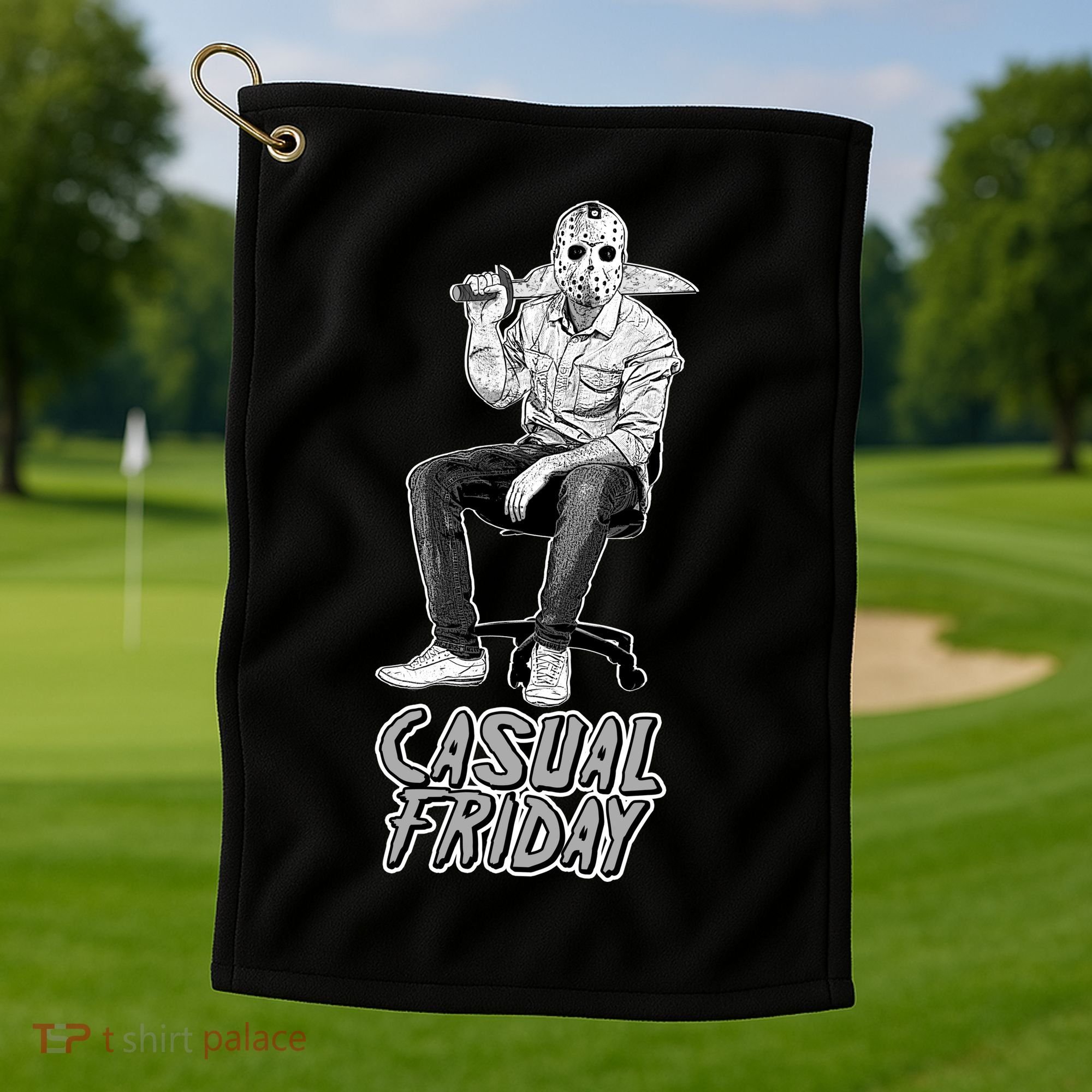 Casual Friday Scary Halloween Horror Movie Golf Towel