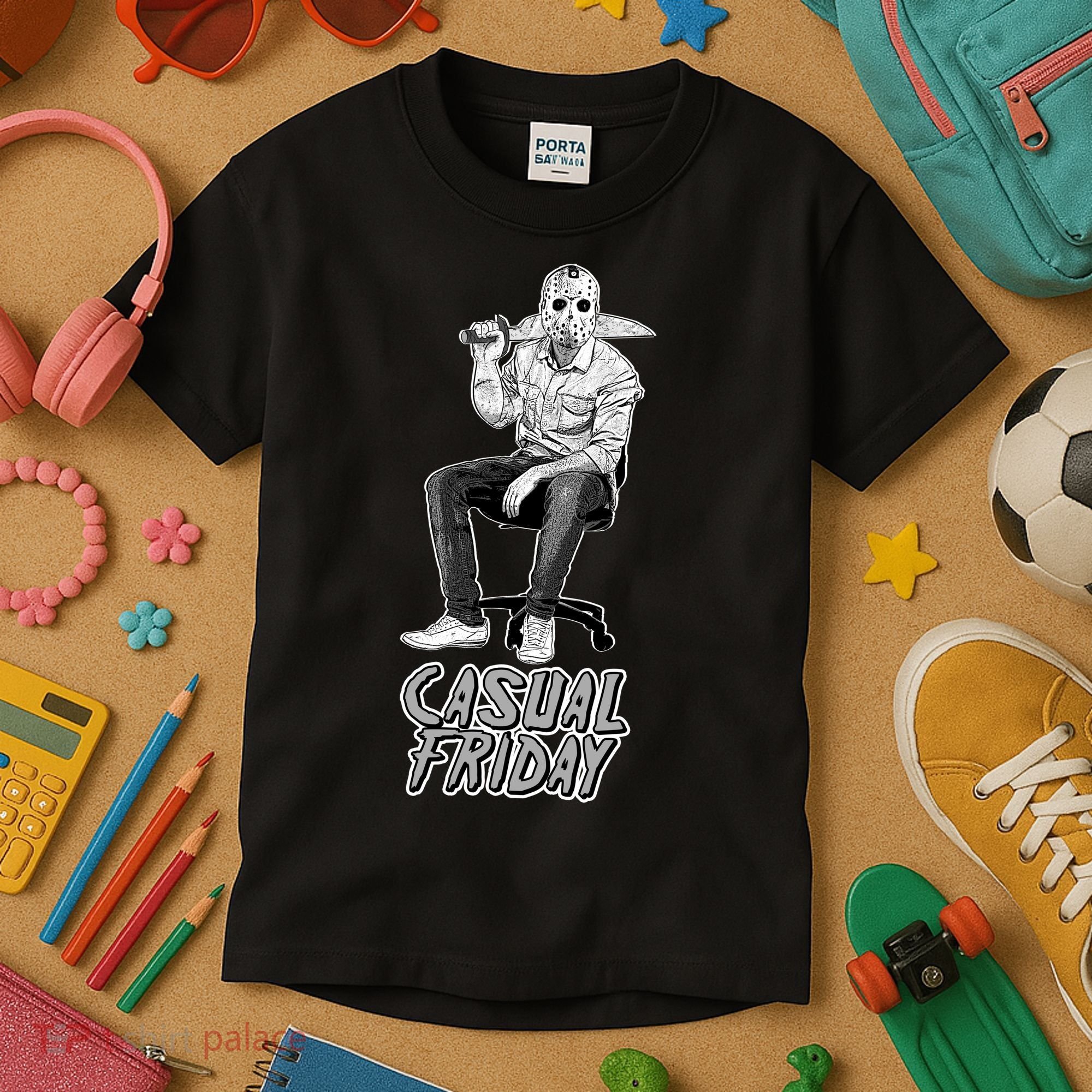 Casual Friday Scary Halloween Horror Movie Kids T-Shirt
