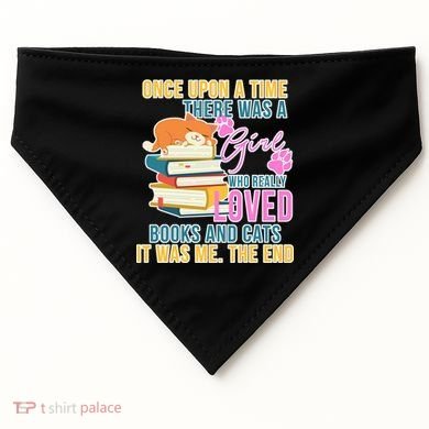 Cat And Books Girl USA-Made Doggie Bandana