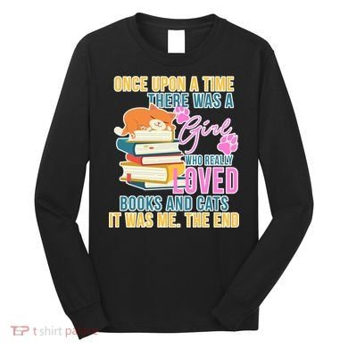 Cat And Books Girl Long Sleeve Shirt