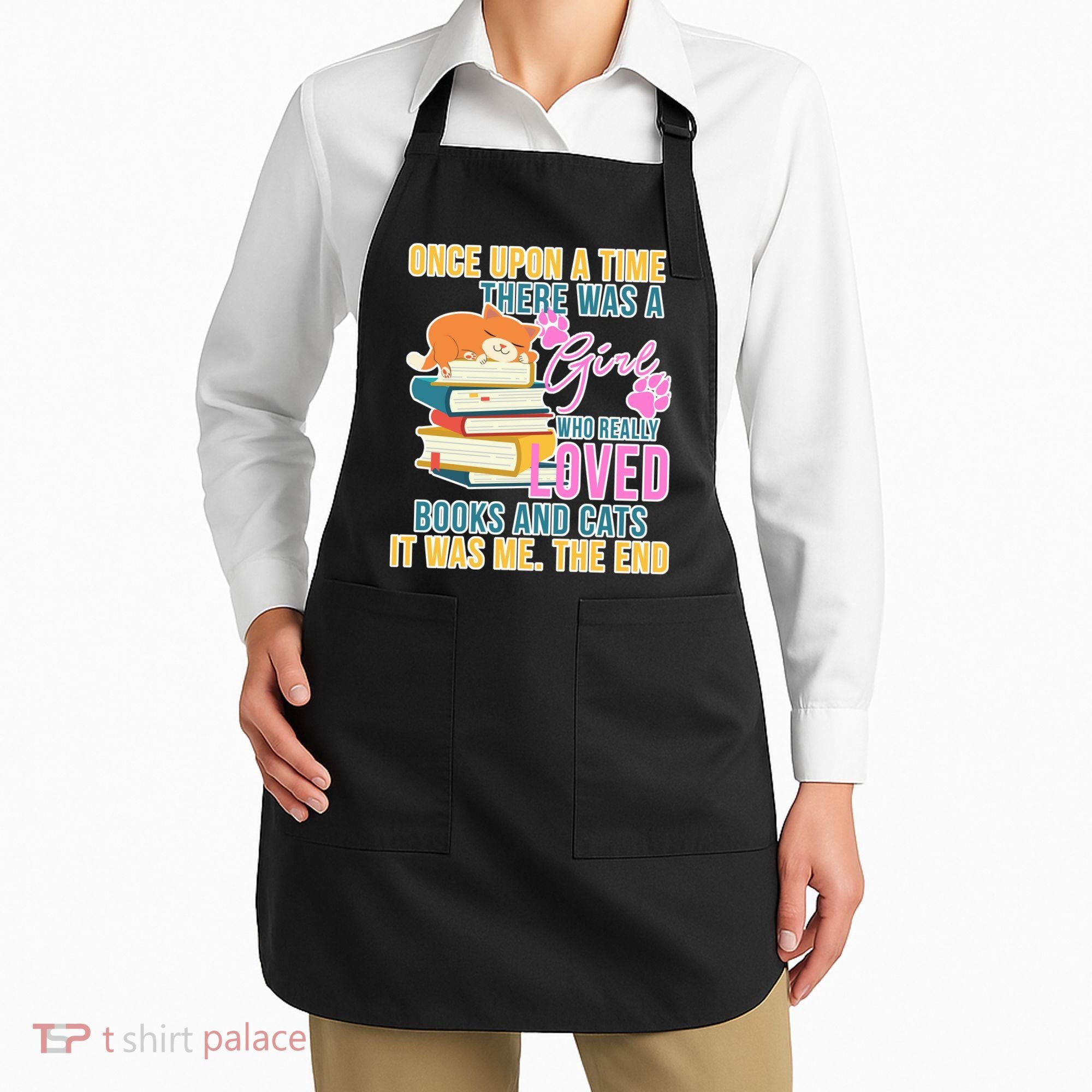 Cat And Books Girl Apron