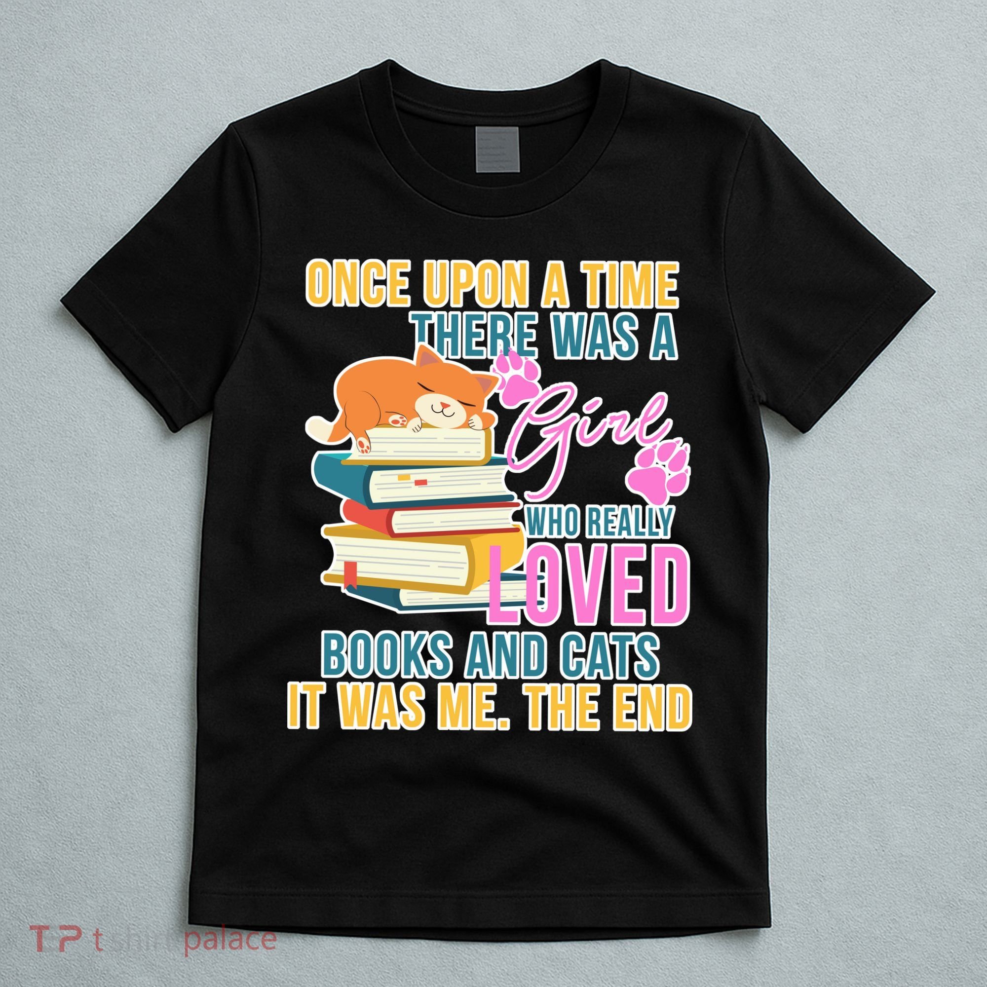 Cat And Books Girl T-Shirt