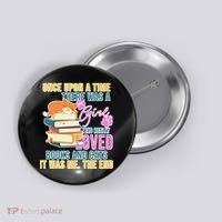 Cat And Books Girl Button thumb 0