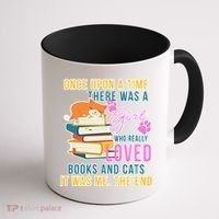 Cat And Books Girl Coffee Mug thumb 1