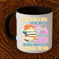 Cat And Books Girl Coffee Mug thumb 2
