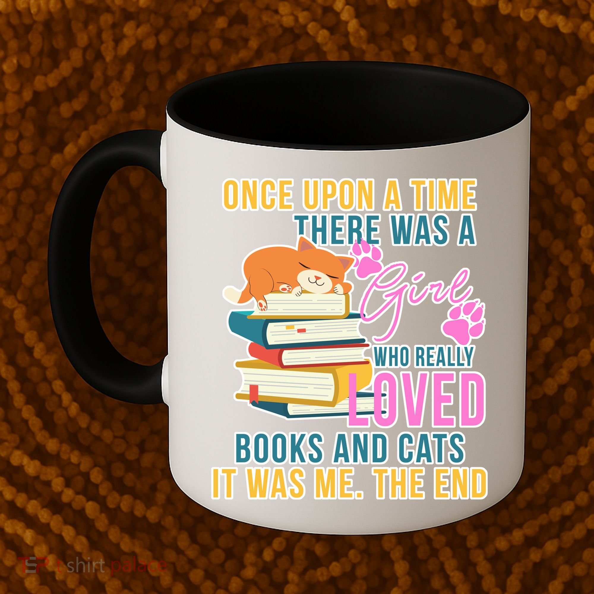 Cat And Books Girl Coffee Mug