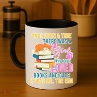 Cat And Books Girl Coffee Mug thumb 4