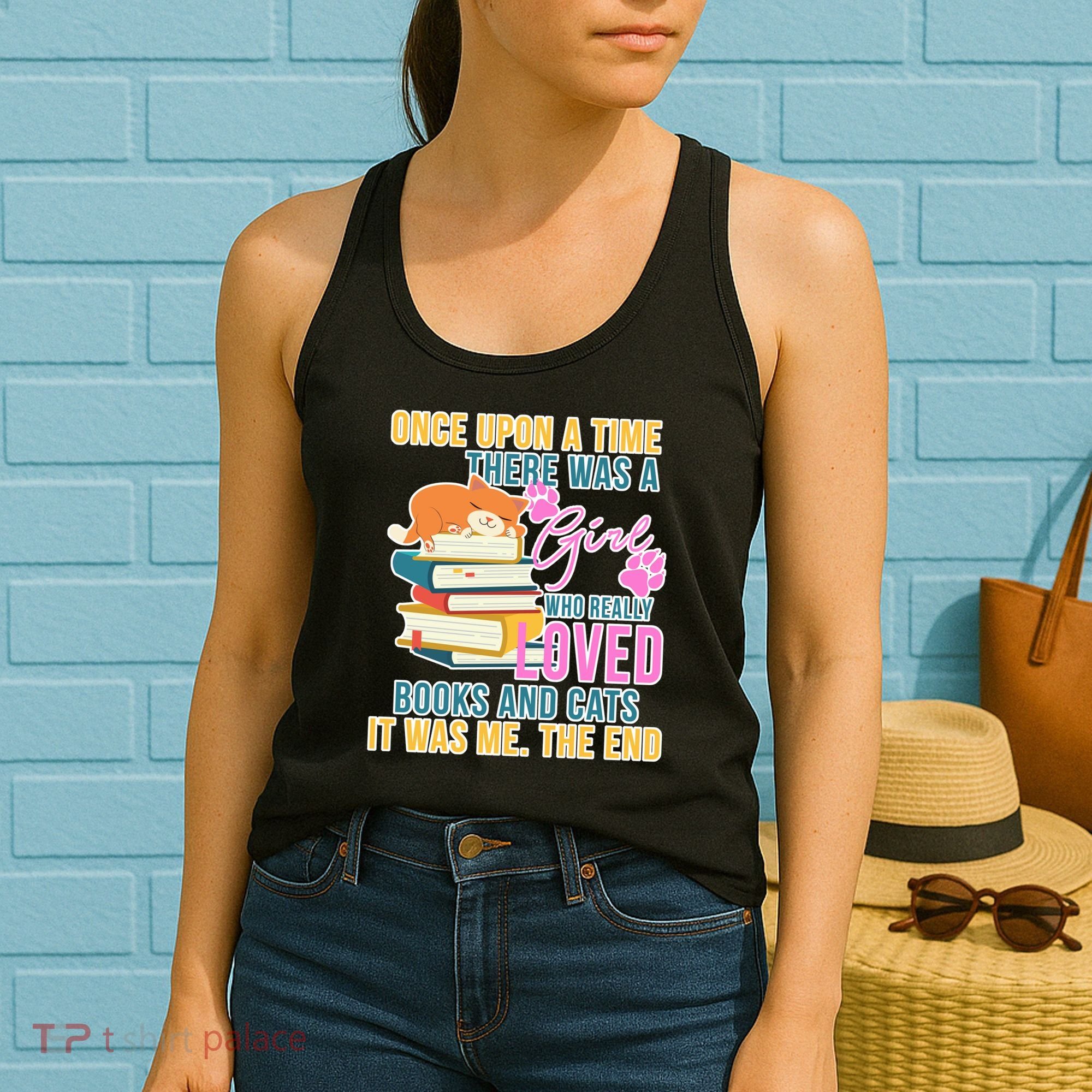 Cat And Books Girl Women's Tank Top