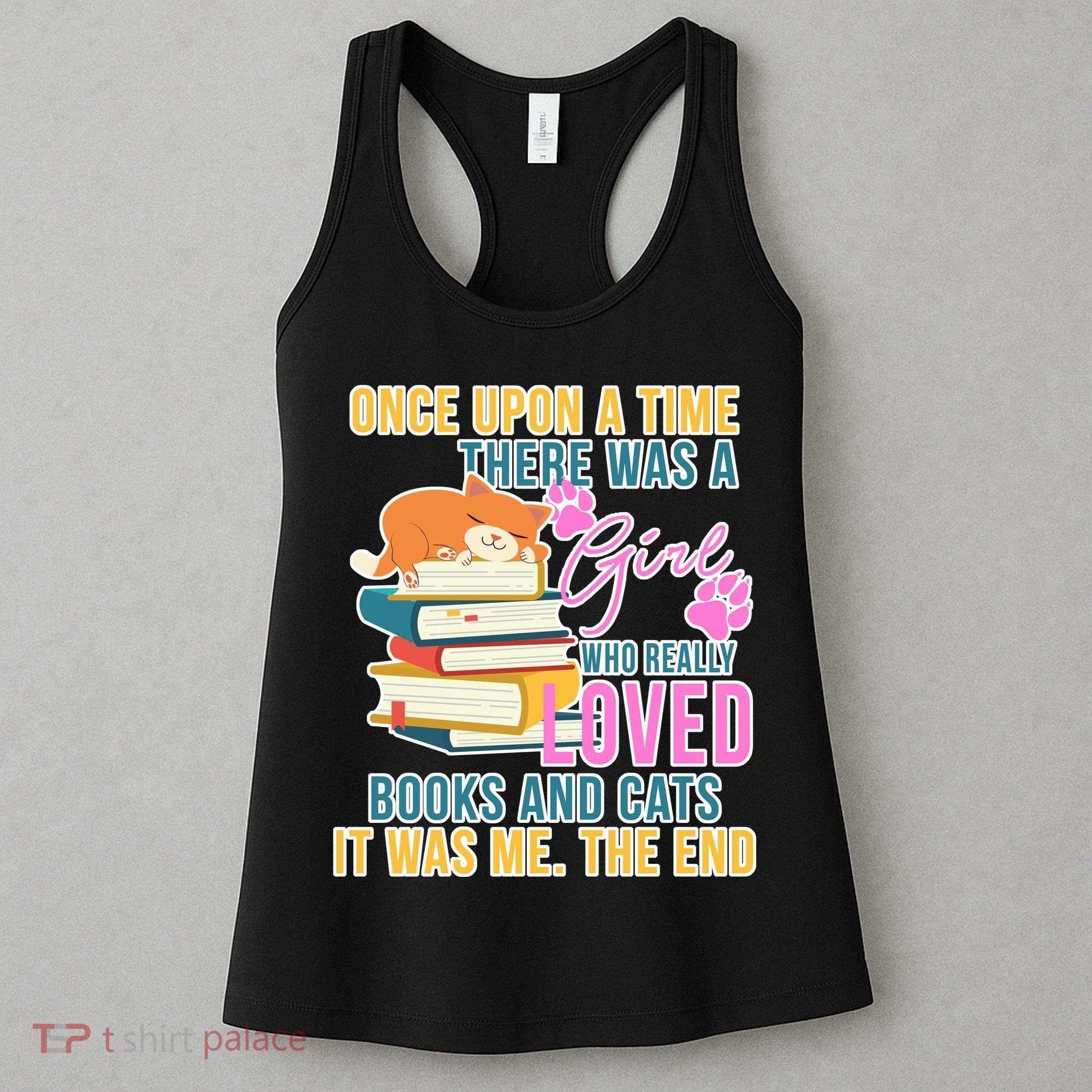 Cat And Books Girl Women's Tank Top