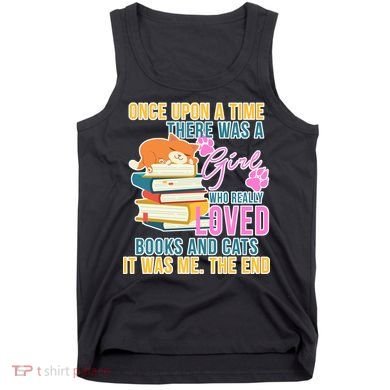 Cat And Books Girl Tank Top
