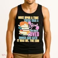 Cat And Books Girl Tank Top thumb 3