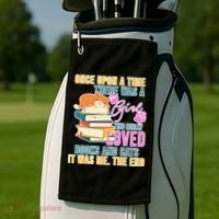 Cat And Books Girl Golf Towel thumb 2