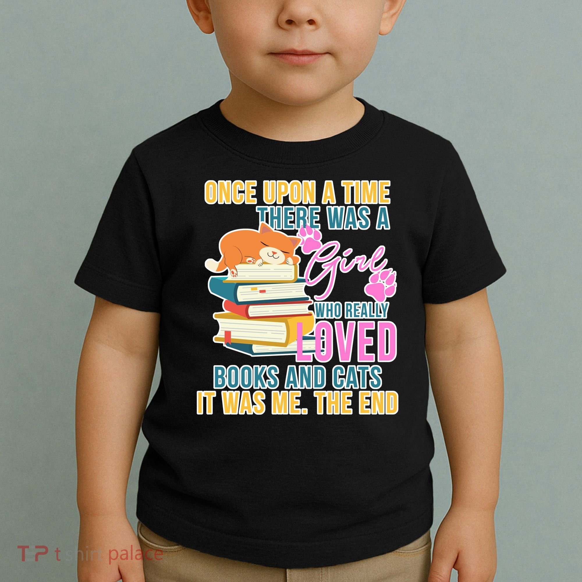 Cat And Books Girl Toddler T-Shirt
