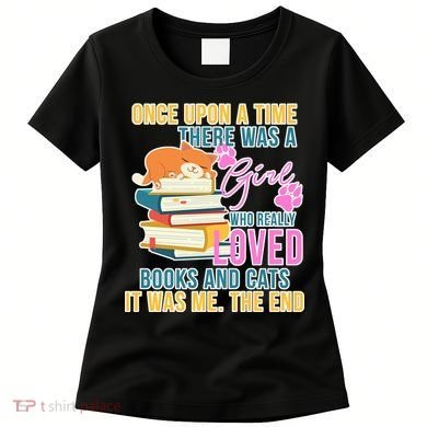 Cat And Books Girl Women's T-Shirt