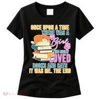 Cat And Books Girl Women's T-Shirt thumb 0