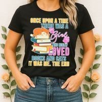 Cat And Books Girl Women's T-Shirt thumb 2