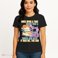 Cat And Books Girl Women's T-Shirt thumb 4