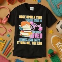 Cat And Books Girl Kids T-Shirt thumb 3