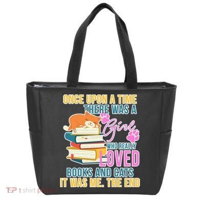 Cat And Books Girl Tote Bag
