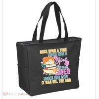 Cat And Books Girl Tote Bag thumb 2