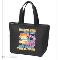 Cat And Books Girl Tote Bag thumb 3