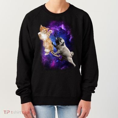 Cat And Pug In Space Women's Sweatshirt