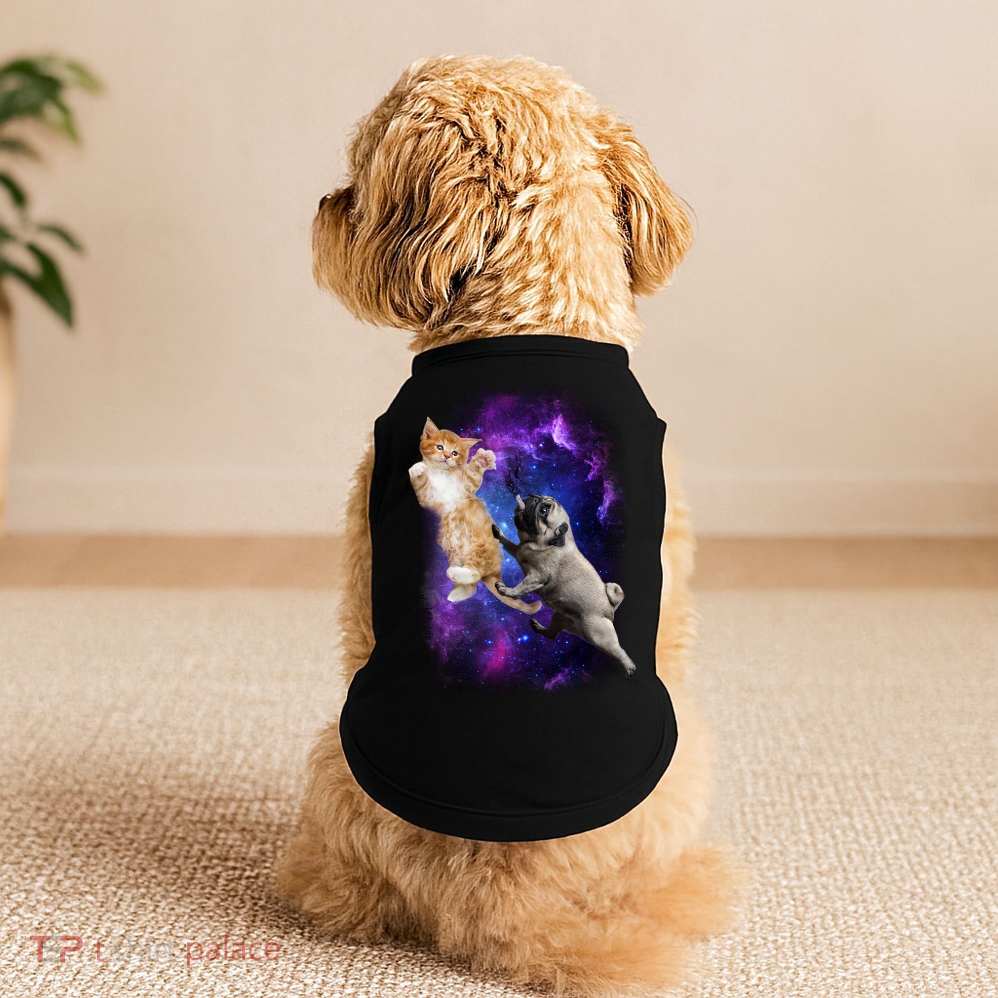 Cat And Pug In Space Doggie Tank