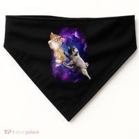 Cat And Pug In Space USA-Made Doggie Bandana thumb 0